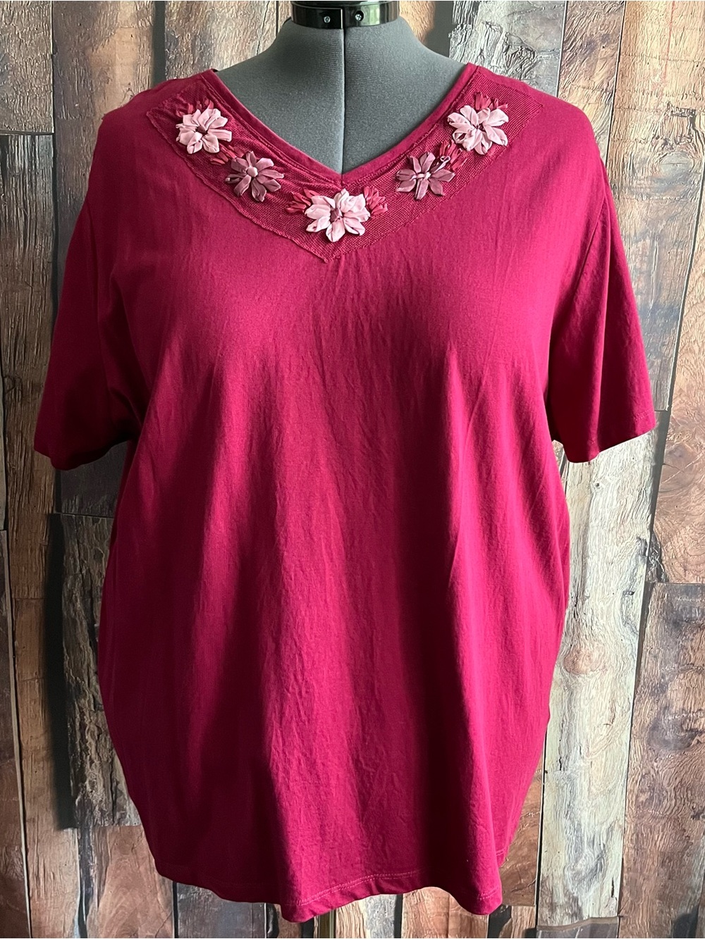 4X Liz & Me for Catherines raspberry red knit top. V neck